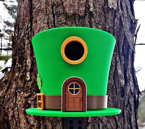 Vogelhaus mit Koboldhut, skurriles grünes Gartendekor, Outdoor-Vogelhaus für kleine Vögel, wetterbeständiges PETG-Design von Generic