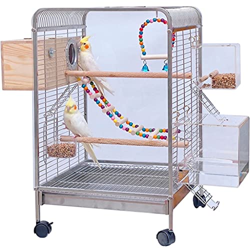Vogelkäfig Aus Edelstahl Für Papageien, Einseitig Transparente Vogelvoliere Aus Leiterplatten, Luxus-Taubenschaukasten, Beweglicher Vogelnistkasten, Einfach Zu Montieren(Silver Set) von Generic