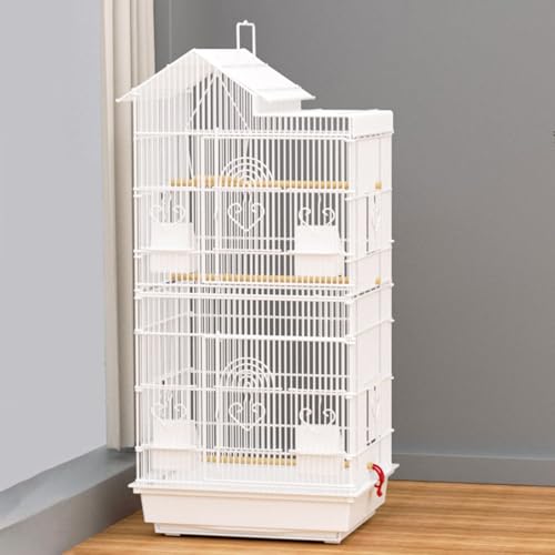 Vogelkäfig Groß, Käfig Vogel, Dachförmiges Design, Fünf-Ebenen-Bereich, mit Zubehör for Selbermachen, for Die Meisten Vögel(White) von Generic