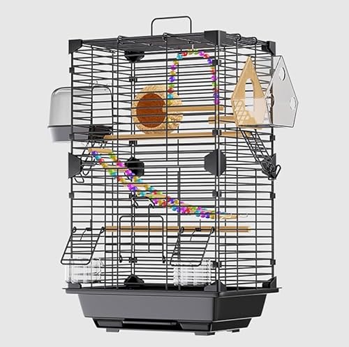 Vogelkäfig Wellensittich, Vogel Käfig, mit Tragegriff, for Kleine Mönchssittiche, Nymphensittiche, Sonnenpapageien, Grünfinken(Black) von Generic