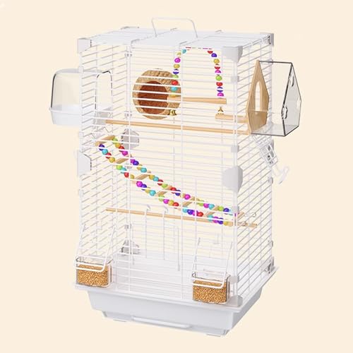 Vogelkäfig Wellensittich, Vogel Käfig, mit Tragegriff, for Kleine Mönchssittiche, Nymphensittiche, Sonnenpapageien, Grünfinken(White) von Generic