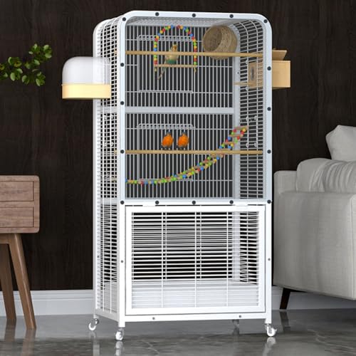 Vogelkäfige, Vogelvoliere, mit Dachfenster, mit Universalrädern, Geeignet for Wellensittiche, Sonnenpapageien, Unzertrennliche und Stare(Clear,Large) von Generic