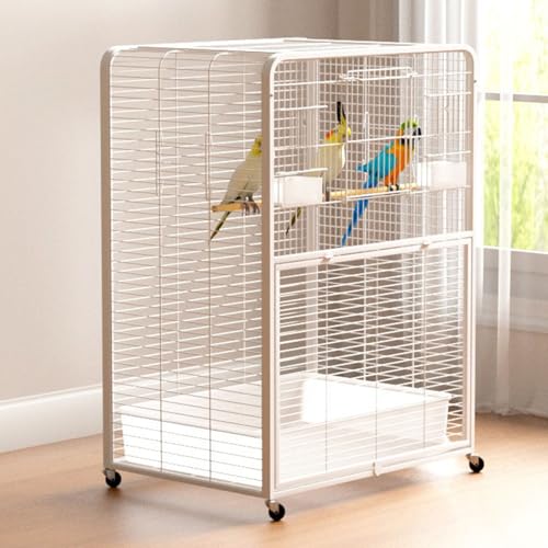 Vogelkäfige, Vogelvoliere, mit Dachfenster, mit Universalrädern, Geeignet for Wellensittiche, Sonnenpapageien, Unzertrennliche und Stare(White,Small) von Generic