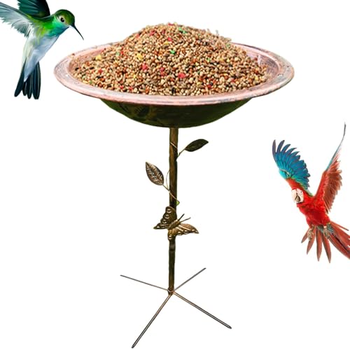 Vogelpool aus Eisen mit Vogelvogeln, aus Metall, Gartendekoration im Retro-Stil | Große Vogelgetränke für Wildvögel, Futter im Freien, Gartenzubehör von Generic