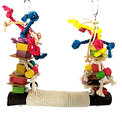 Vogelspielzeug 1 STÜCK Papagei Bites Spielzeug Haustier Vogel Spielzeug Leder farbige Bausteine ​​Baumwollseil Swing von Generic