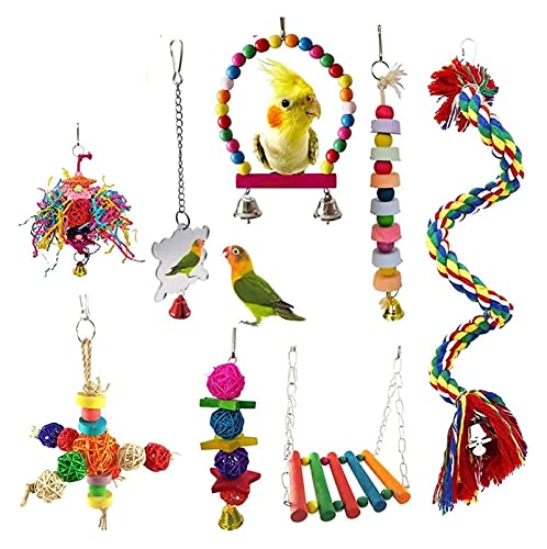 Vogelspielzeug ACHTEN Papageispielwaren Vögel Spielzeug Swing Bird Hanging Kauspielzeug Vögel Käfig Spielzeug Swing Glocke Vogel Sittich Käfig Zubehör Pet Supplies von Generic
