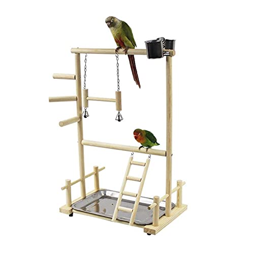 Vogelspielzeug Papagei Vögel Massivholz Spielzeug Swing Leiter Regal Doppelschicht Holz Vogelständer mit Vogelfutter und Tablett Haustier Vogel Zubehör von Generic