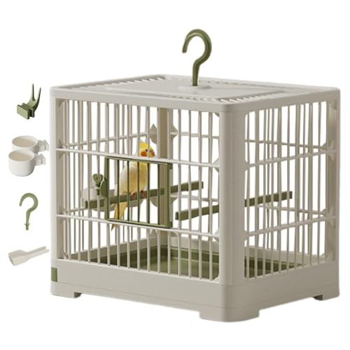 Vogelträger Für – Tragbarer Reisekäfig Mit Standstange, Abnehmbarem Tablett Und Hakengriff Sittiche | Einfacher Transport Vogelkäfig Vogeltransport, Ideal Kleine Vögel Tierarztbesuche von Generic