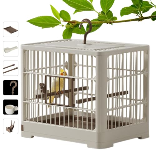 Vogelträger Für – Tragbarer Reisekäfig Mit Standstange, Abnehmbarem Tablett Und Hakengriff Sittiche | Einfacher Transport Vogelkäfig Vogeltransport, Ideal Kleine Vögel Tierarztbesuche von Generic