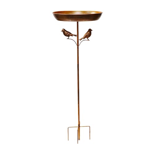 Vogeltränke Stehend Ultra Rostfrei Robust Langlebig Vogelbad Garten Metall Vintage Vogeltränke Futter Metal Bird Bath for Outside Groß Frostsicher Winterfest Vogeltränke（32.5 x 82 cm ） von Generic