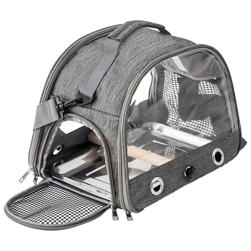 Vogeltragerrucksack, tragbare Haustiertragetasche mit transparentem Netz, verstellbarem Gurt, Edelstahl-Tablett für Papageien, Hamster und kleine Haustiere, von Fluggesellschaften zugelassen von Generic