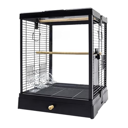 Vogelvoliere, Vögel Käfig, Komplett zu Öffnendes Großes Dachfenster, for Kleine Und Mittelgroße Wellensittiche, Munias, Pfingstrosen, Usw.(Black) von Generic