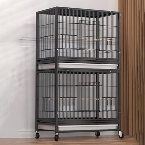 Vogelvoliere, Vogel Käfig, mit Universal-Umlenkrolle, mit Brutkasten, Stapelbar, for Kleine und Mittelgroße Haustiere(Black,Large) von Generic