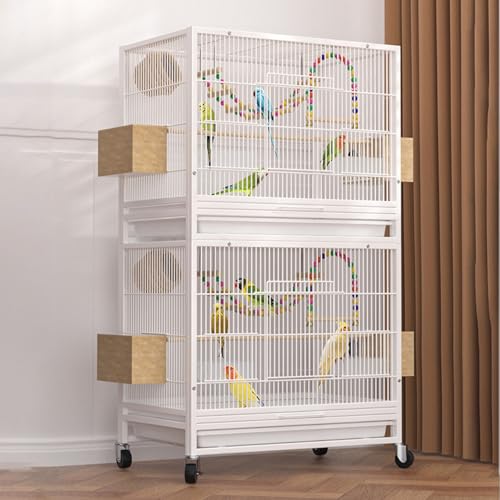 Vogelvoliere, Vogel Käfig, mit Universal-Umlenkrolle, mit Brutkasten, Stapelbar, for Kleine und Mittelgroße Haustiere(White,Large) von Generic