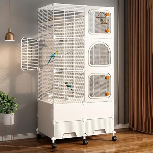 Vogelvoliere, Vogelkäfig mit Ständer, mit Trennwand Gegen Futterspritzer, for Aras, Kanarienvögel, Finken, Unzertrennliche, Tauben(Large) von Generic