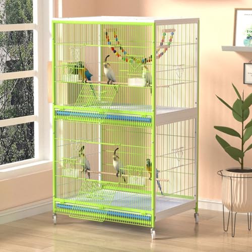 Vogelvoliere XXL Innen, Käfig Vogel, mit Universalrädern, for Graupapageien, Kanarienvögel, Sonnenpapageien, Turteltauben(Green,Small) von Generic