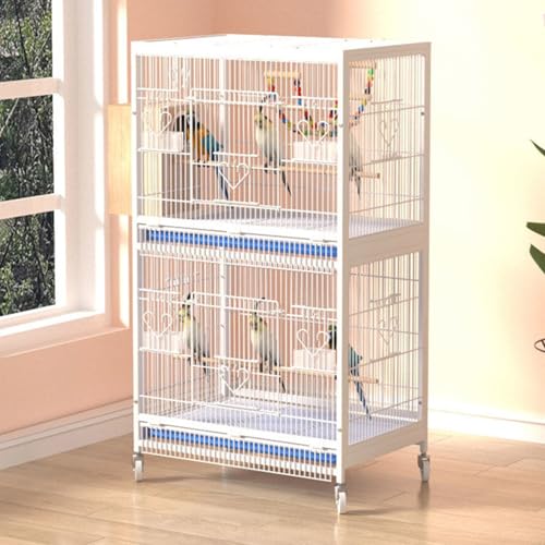 Vogelvoliere XXL Innen, Käfig Vogel, mit Universalrädern, for Graupapageien, Kanarienvögel, Sonnenpapageien, Turteltauben(White,Small) von Generic