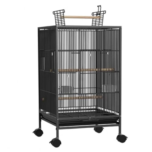 Vogelvoliere XXL Innen, Vogelkäfig Wellensittich, mit Oberlicht-Design und Abnehmbaren Rollen, for Nymphensittiche, Sonnensittiche(Black,24 * 16.5 * 31in) von Generic
