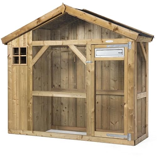 Voliere mit Spitzdach - FSC zertifizierter Vogelkäfig aus Holz mit Innengehege Links - Maße: L: 215 x B:70 x H:185 cm - Vogelkäfig für den Außenbereich Voliere mit Spitzdach - FSC zertifizierter Vogelkäfig aus Holz mit Innengehege Links - Maße: L: 215 x B:70 x H:185 cm - Vogelkäfig für den Außenbereich von Generic