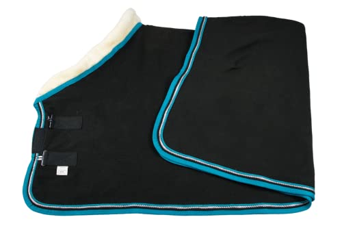 Wagner Fleece Abschwitzdecke mit Fellkragen (Schwarz/Türkis, 115) von Generic