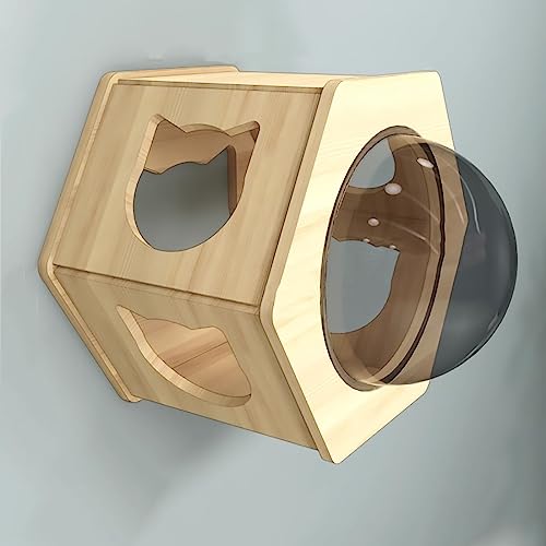 Wandregale Katzen Kletterwand, Katze Wandelement aus Massivem Holz, Katzen Kratzmöbel zur Wandmontage, Freie Kombination, Nimmt Keinen Platz zum Spielen, Schlafen und Faulenzen (Size : Hexagonal spac von Generic