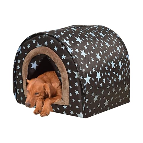 Warmes Hundehaus für den Winter, gemütliches Welpenbetthaus, mit flexibler Stofftür, abnehmbar, waschbar, Winter-Haustierhaus, kaltes Wetter von Generic
