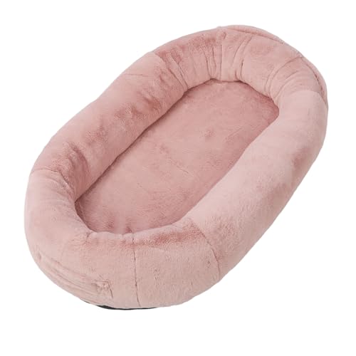 Waschbares Menschliches Hundebett, Weiches Korallenrosa Menschliches Hundebett, Oval Zum Lernen (135 * 85 * 30) von Generic