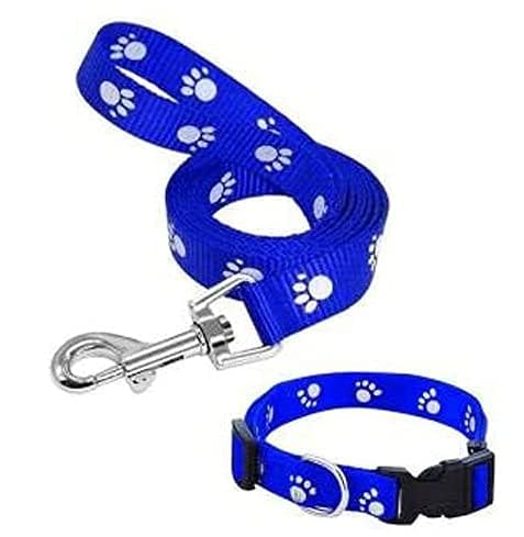 Weiches Nylonhalsband-Set für Welpen und Katzen, Pfotenabdruck, Blau, 15 mm Weiches Nylonhalsband-Set für Welpen und Katzen, Pfotenabdruck, Blau, 15 mm von Generic