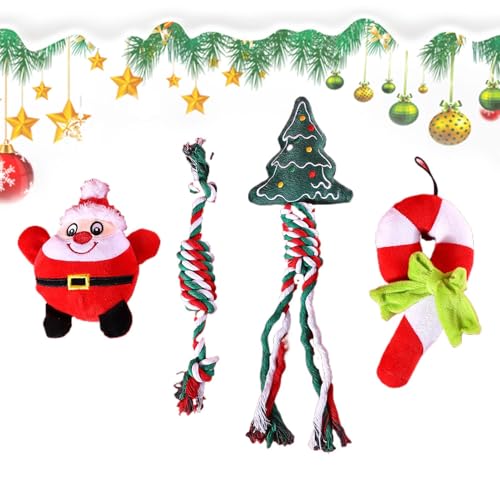 Weihnachts-Anziehset Hunde - Interaktives Plüsch Hundespielzeug, Weihnachtsmann Kauspielzeug Seil | Geräuschspielzeug Geschenkbox für Hunde, Plüsch-Spielzeug Set, Weihnachtsmütze Lätzchen Weihnachts-Anziehset Hunde - Interaktives Plüsch Hundespielzeug, Weihnachtsmann Kauspielzeug Seil | Geräuschspielzeug Geschenkbox für Hunde, Plüsch-Spielzeug Set, Weihnachtsmütze Lätzchen von Generic