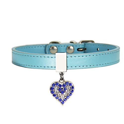 Welpe Neckwear Hundehalsband Neues Hundehalsband Haustier Hundeleine Haustier Pfirsich Herz Hundehalsband Katzenhalsband Gatos Chihuahua Lederhalsband/Blau/M von Generic