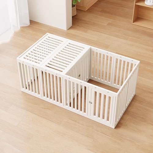 Welpenlaufstall 55 cm Hoch Kunststoff mit Tür Einfacher Aufbau Welpenauslauf Indoor und Outdoor Faltbar Klein mit Festem Saugnapf für Wohnung und Garten(136 * 69 * 55cm) von Generic