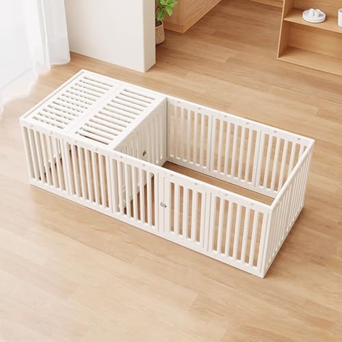 Welpenlaufstall 55 cm Hoch Kunststoff mit Tür Einfacher Aufbau Welpenauslauf Indoor und Outdoor Faltbar Klein mit Festem Saugnapf für Wohnung und Garten(170 * 69 * 55cm) von Generic