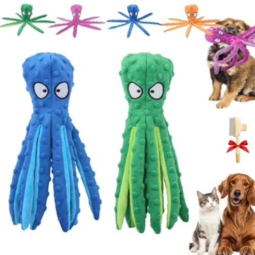 Whiskerspot Octopus-Hundespielzeug, Whiskerspot, umweltfreundlich, Oktopus, Plüschfüllung, keine Füllung, Plüsch-Tanz-Oktopus-Spielzeug, Hunde für aggressive Kauer, quietschendes Hundespielzeug von Generic