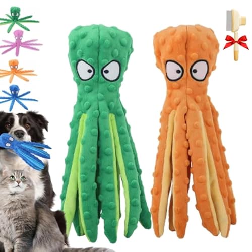 Whiskerspot Octopus-Hundespielzeug, Whiskerspot, umweltfreundlich, Oktopus, Plüschfüllung, keine Füllung, Plüsch-Tanz-Oktopus-Spielzeug, Hunde für aggressive Kauer, quietschendes Hundespielzeug von Generic