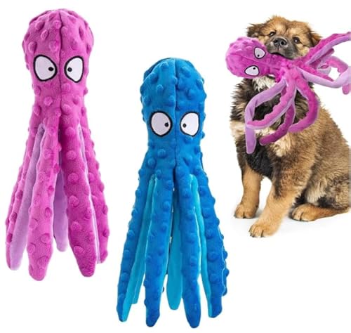 Whiskerspot Octopus-Hundespielzeug, Whiskerspot, umweltfreundlich, Oktopus, Plüschfüllung, keine Füllung, Plüsch-Tanz-Oktopus-Spielzeug, Hunde für aggressive Kauer, quietschendes Hundespielzeug von Generic