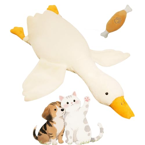 White Duck Dog Toy, Large Plush White Duck Dog Toys, Realistic Goose Design Dolls with Chicken Leg Sound Toy for Dogs Chew and Play (90cm) von Generic
