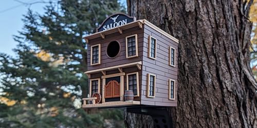 Wild West Saloon Vogelhaus | 18 x 18 x 20 cm skurrile Gartendekoration | Outdoor Vogelhaus für kleine Vögel | witterungsbeständiges PETG Design von Generic