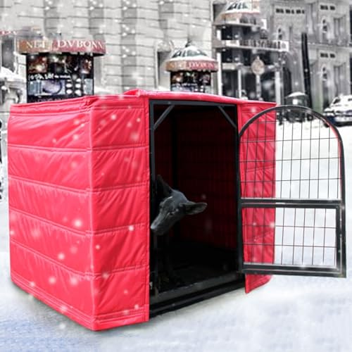 Winterdicker Baumwoll-Hundehüttebezug für warme Tiere - Winddicht/Wasserabweisend/Isolierend/Schalldämpfend, Hundekäfigbezug für Drahtkäfige, Einfach zu Anbringen und Abnehmen(Red,76x48x53cm(30inch)) Winterdicker Baumwoll-Hundehüttebezug für warme Tiere - Winddicht/Wasserabweisend/Isolierend/Schalldämpfend, Hundekäfigbezug für Drahtkäfige, Einfach zu Anbringen und Abnehmen(Red,76x48x53cm(30inch)) von Generic