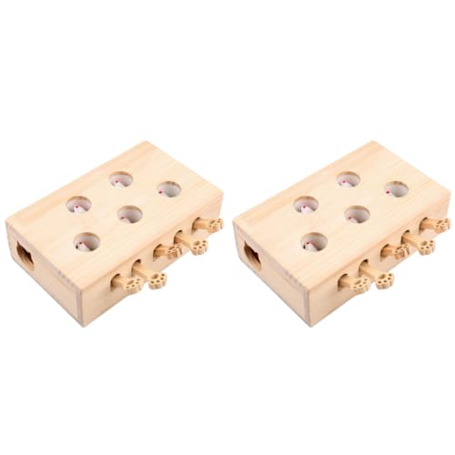 Wooden Klopf-auf-Maulwurf Katzenspielzeug Interaktives Katzen Beschäftigungsspiel Indoor Katzenkatzenspiel von Generic