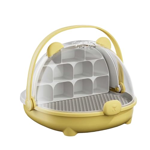 Wurmzuchtscheune,Reptile Fütterungsbox, Terrarien,Tierlebensraumkäfig, Reptilientank,tragbares transparentes Futter mit Griff,Eidechse, Skorpion, Tausendfüßler, Gehörnter Frosch (Gelb) von Generic