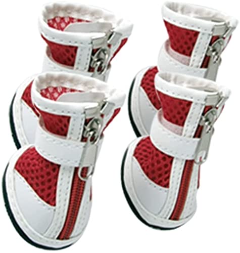 XYWHPGV Gummilaufsohle Netzreißverschluss Hundestiefel Schuhe, Größe 4, Rot/Weiß(fd8b1 703e1 63e0b 8a723 c5222 2598b von Generic