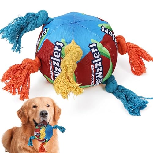 ZGCCZI Quietschendes Hundespielzeug Welpen-Kauspielzeug zum Zahnen, Regenbogenball, interaktives Seil, langlebig, unzerstörbar, für Welpen, kleine, mittelgroße und große Hunde, aggressive Kauer von Generic