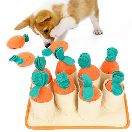 ZGCCZI Welpen-Kauspielzeug für zahnende Hunde, Puzzle-Spielzeug, Schnüffelmatte für Hunde, Bereicherung, geistige Langeweile und Stimulierung mit 8 Karotten-Kau-Quietschern, geeignet für Welpen, von Generic