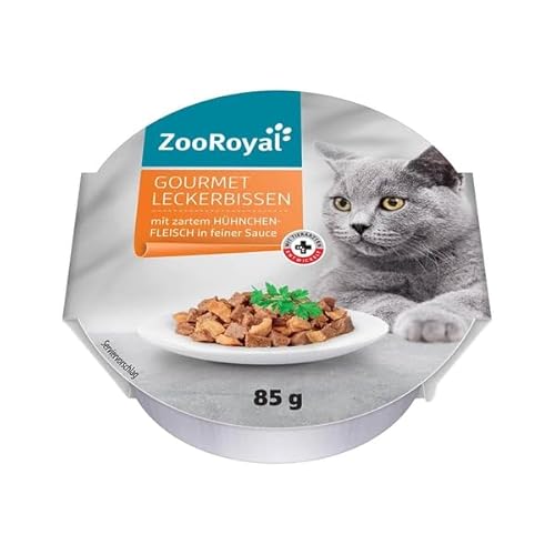 ZooRoyal Katzen Gourmet Leckerbissen mit zartem Hühnchenfleisch in feiner Sauce 12x85g Doppelpackung Nassfutter Katzenfutter Alleinfuttermittel von Generic