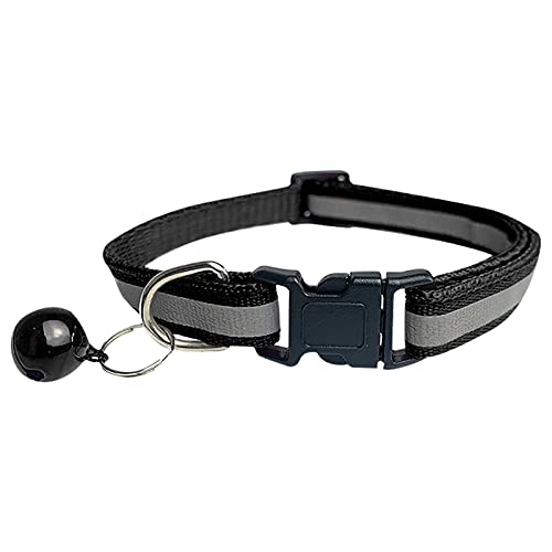 Zugstopp Halsband Breit Release Quick with Bell- 1932cm Reflektierende Sicherheitshalsbänder Katze Einstellbar Wasserhalsband (Black, One Size) von Generic