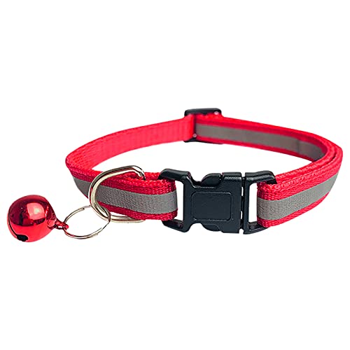 Zugstopp Halsband Breit Release Quick with Bell- 1932cm Reflektierende Sicherheitshalsbänder Katze Einstellbar Wasserhalsband (Red, One Size) von Generic