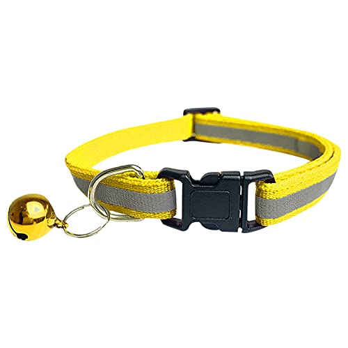 Zugstopp Halsband Breit Release Quick with Bell- 1932cm Reflektierende Sicherheitshalsbänder Katze Einstellbar Wasserhalsband (Yellow, One Size) von Generic