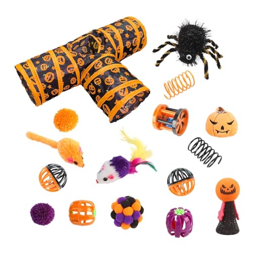 halloween katzenspielzeug set katzentunnel set katzentunnel set 3 wege tunnel halloween set 3 wege tunnel halloween set katzenspielzeug bell ball für kätzchen kaninchen gat von Generic