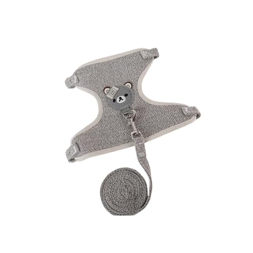 BIKOZ Universal-Hundegeschirr mit Leine für Hunde und Katzen, auslaufsicher, verstellbares Geschirr für kleine Hunde, weiches Mesh, verstellbar, kein Ziehen, Kaninchen (Grau, Größe S)) von Genérico