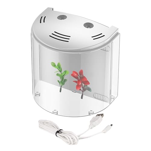 Betta-Aquarium, kleines Aquarium | Schreibtischfische mit Filter, Licht – Transparenter Behälter für Aquarien mit Wasserpumpe, transparentes Fischaquarium für Schnecken, kleine Krabben, Sterell von Genérico